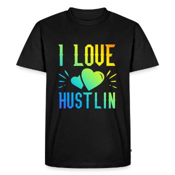 I love Hustlin - Men's Premium Organic T-Shirt - black - Front - Nico (187cm)