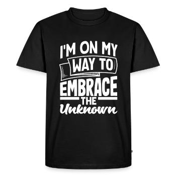 Je suis sur le point d’embrasser l’inconnu - T-shirt Premium bio Homme - noir - Devant - Nico (187cm)