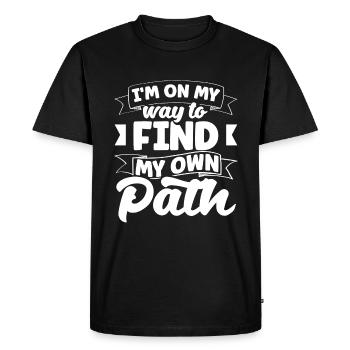 Je suis en route pour trouver mon propre chemin - T-shirt Premium bio Homme - noir - Devant - Nico (187cm)