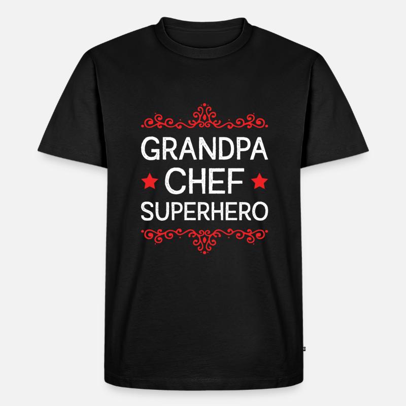 Opa Chef Superheld - Männer Premium Bio T-Shirt - Schwarz