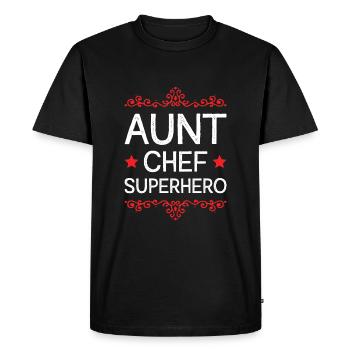 Aunt Superhero - Men's Premium Organic T-Shirt - black - Front - Nico (187cm)