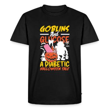 Les gobelins et le glucose Un conte d’Halloween diabétique - T-shirt Premium bio Homme - noir - Devant - Nico (187cm)