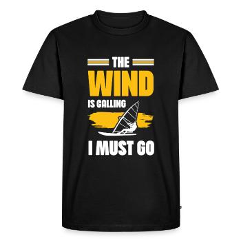 Windsurfing is calling - Men's Premium Organic T-Shirt - black - Front - Nico (187cm)