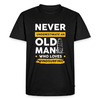Windsurfing Old Man - Men's Premium Organic T-Shirt - black - Front - Nico (187cm)