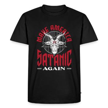 Satan Make America Satanic Again Occult - Men's Premium Organic T-Shirt - black - Front - Nico (187cm)