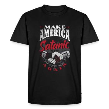 Satan Make America Satanic Again Occult - Men's Premium Organic T-Shirt - black - Front - Nico (187cm)
