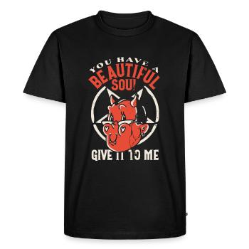 Satan Tu as une belle âme Donnez-le-moi - T-shirt Premium bio Homme - noir - Devant - Nico (187cm)