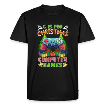 C est pour les jeux informatiques Gamer Noël Noël - T-shirt Premium bio Homme - noir - Devant - Nico (187cm)