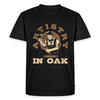 L’art dans le travail du bois de chêne - T-shirt Premium bio Homme - noir - Devant - Nico (187cm)