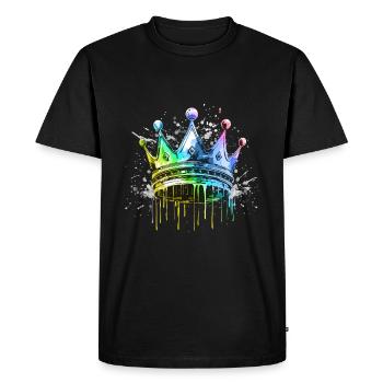 Symbole de la couronne Roi coloré - T-shirt Premium bio Homme - noir - Devant - Nico (187cm)