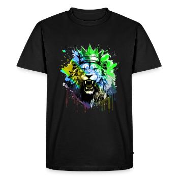 Symbole de la couronne de lion Portrait - T-shirt Premium bio Homme - noir - Devant - Nico (187cm)