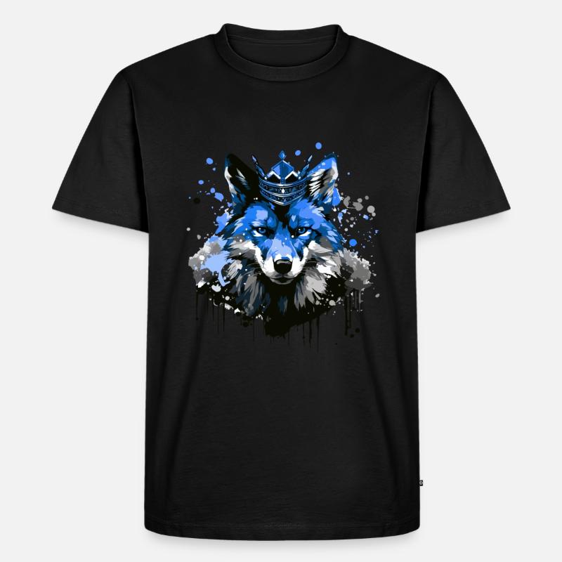 Fuchs Krone King Tier - Männer Premium Bio T-Shirt - Schwarz