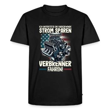 Energiewende Strom Sparen Verbrenner Fahren - Männer Premium Bio T-Shirt - Schwarz - Vorne - Nico (187cm)