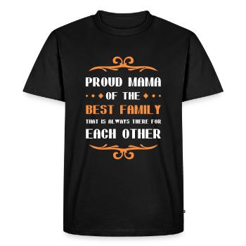 Fière maman disant famille - T-shirt Premium bio Homme - noir - Devant - Nico (187cm)