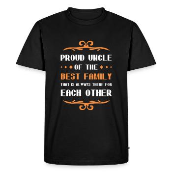 Fier oncle disant famille - T-shirt Premium bio Homme - noir - Devant - Nico (187cm)