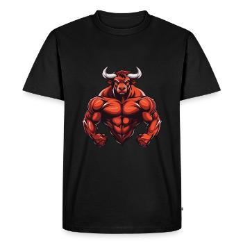 Bull Bull Musculation Muscles - T-shirt Premium bio Homme - noir - Devant - Nico (187cm)