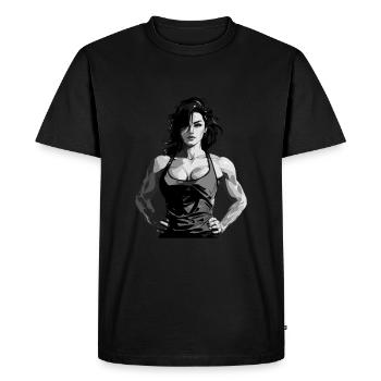 Femme Muscles Workout Gym - T-shirt Premium bio Homme - noir - Devant - Nico (187cm)