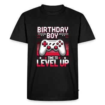 Funny Gamer Birthday Boy Time To Level Up - Men's Premium Organic T-Shirt - black - Front - Nico (187cm)