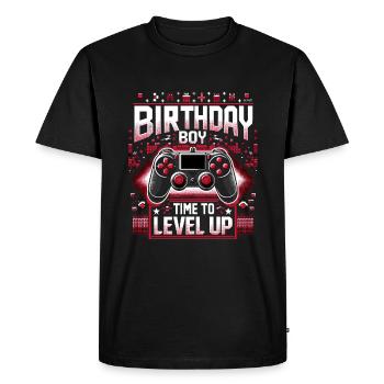 Funny Gamer Birthday Boy Time To Level Up - Men's Premium Organic T-Shirt - black - Front - Nico (187cm)