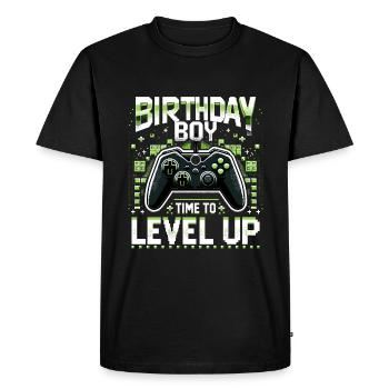 Funny Gamer Birthday Boy Time To Level Up - Men's Premium Organic T-Shirt - black - Front - Nico (187cm)