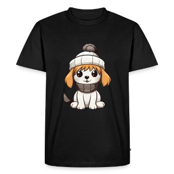 Bande dessinée d’hiver de chien - T-shirt Premium bio Homme - noir - Devant - Nico (187cm)