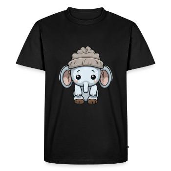 Elephant Winter Comic - Men's Premium Organic T-Shirt - black - Front - Nico (187cm)