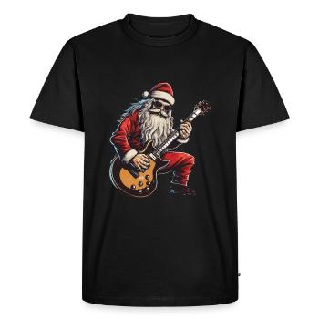 Santa Claus Guitar Santa - Men's Premium Organic T-Shirt - black - Front - Nico (187cm)