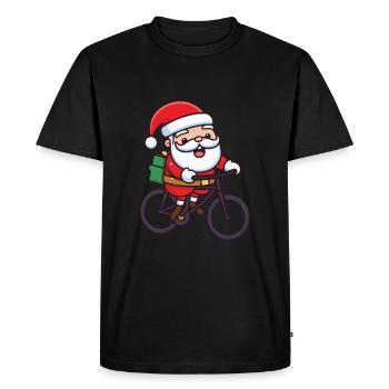 Père Noël vélo Noël - T-shirt Premium bio Homme - noir - Devant - Nico (187cm)