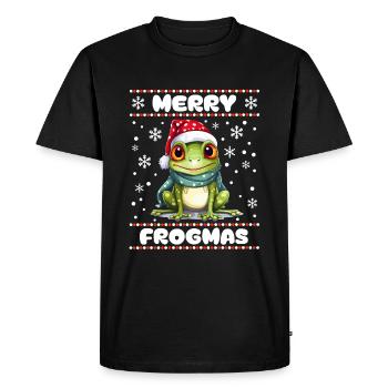 Mignon Grenouille Souhaite Joyeux Noël - T-shirt Premium bio Homme - noir - Devant - Nico (187cm)