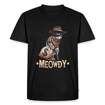 Miaousseux pays Cowboy Vintage Western chat - T-shirt Premium bio Homme - noir - Devant - Nico (187cm)