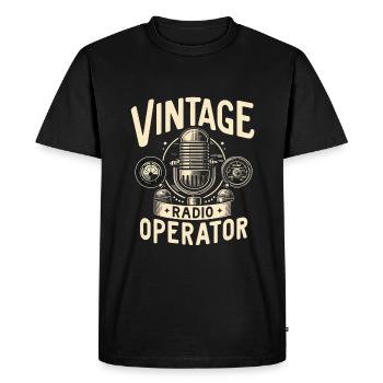 Retro Radio Operator Microphone Graphic - Men's Premium Organic T-Shirt - black - Front - Nico (187cm)