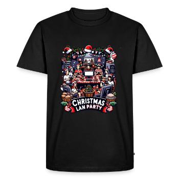 Christmas LAN Party Gamer Festive Gaming Holiday - Men's Premium Organic T-Shirt - black - Front - Nico (187cm)