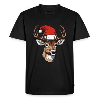 Deer Head Christmas Christmas - Men's Premium Organic T-Shirt - black - Front - Nico (187cm)