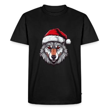 Tête de loup Noël Noël - T-shirt Premium bio Homme - noir - Devant - Nico (187cm)