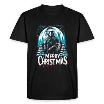 Merry Christmas Festive Slasher Candy Cane Menace - Men's Premium Organic T-Shirt - black - Front - Nico (187cm)