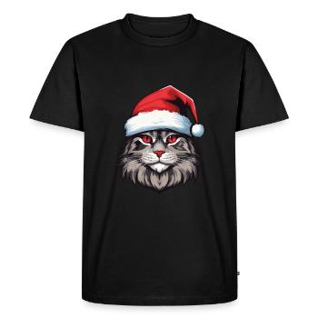Cat Head Christmas Christmas Portrait - Men's Premium Organic T-Shirt - black - Front - Nico (187cm)