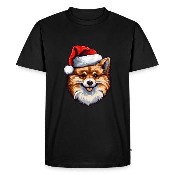 Pomeranian Dog Pomeranian Christmas Christmas - Men's Premium Organic T-Shirt - black - Front - Nico (187cm)