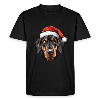 Doberman Dog Head Christmas Christmas - Men's Premium Organic T-Shirt - black - Front - Nico (187cm)