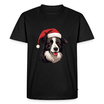 Border Collie Dog Head Christmas Christmas - Men's Premium Organic T-Shirt - black - Front - Nico (187cm)