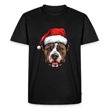 Staffordshire Bull Terrier Dog Head Christmas - Men's Premium Organic T-Shirt - black - Front - Nico (187cm)