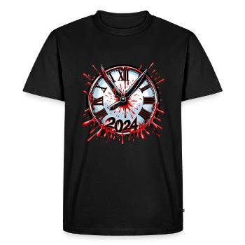Blood Splatter Clock 80s Slasher Horror New - Men's Premium Organic T-Shirt - black - Front - Nico (187cm)