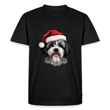 Tête de Noël de chien bichon havanais - T-shirt Premium bio Homme - noir - Devant - Nico (187cm)