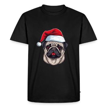 Pug Dog Pug Christmas Head - Men's Premium Organic T-Shirt - black - Front - Nico (187cm)