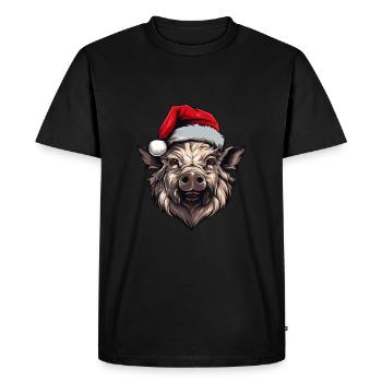 Wild Boar Christmas Animal Head - Men's Premium Organic T-Shirt - black - Front - Nico (187cm)