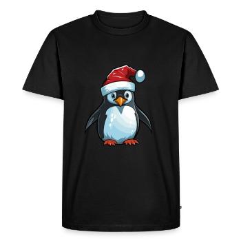 Tête d’animal de Noël pingouin - T-shirt Premium bio Homme - noir - Devant - Nico (187cm)