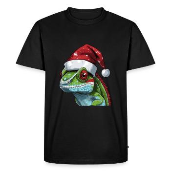 Tête d’animal de Noël caméléon - T-shirt Premium bio Homme - noir - Devant - Nico (187cm)