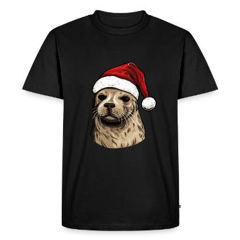 Tête d’animal de Noël de phoque de phoque - T-shirt Premium bio Homme - noir - Devant - Nico (187cm)