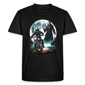 Midnight Rider's Nightmare: Moonlit Slasher Chase - Men's Premium Organic T-Shirt - black - Front - Nico (187cm)