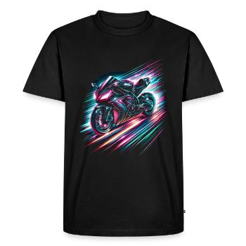 Neon Speed Demon : Traînées lumineuses à grande vitesse - T-shirt Premium bio Homme - noir - Devant - Nico (187cm)
