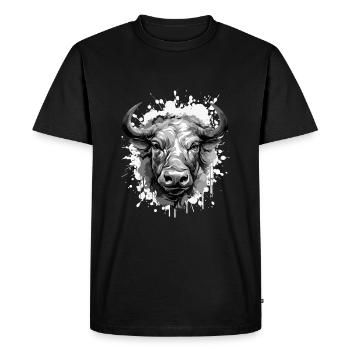 Portrait de tête de taureau Animal Taureau - T-shirt Premium bio Homme - noir - Devant - Nico (187cm)